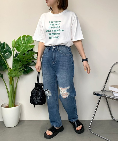CRB(シーアールビー)の「フロントロゴ半袖Tシャツ(Tシャツ/カットソー・レディース・ホワイト×グリーン/グリーン/ホワイト×ネイビー/チャコール・F)」の19枚目の写真