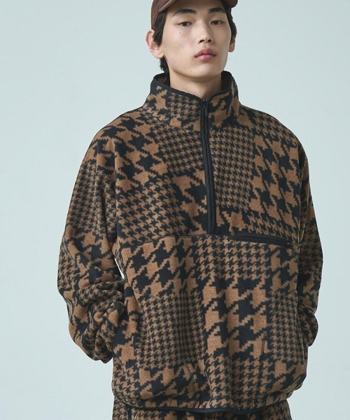 mj9919-HERON PATTERN ハーフジップフリーストップ