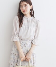 ◆【洗える】シャーリングシアーブラウス