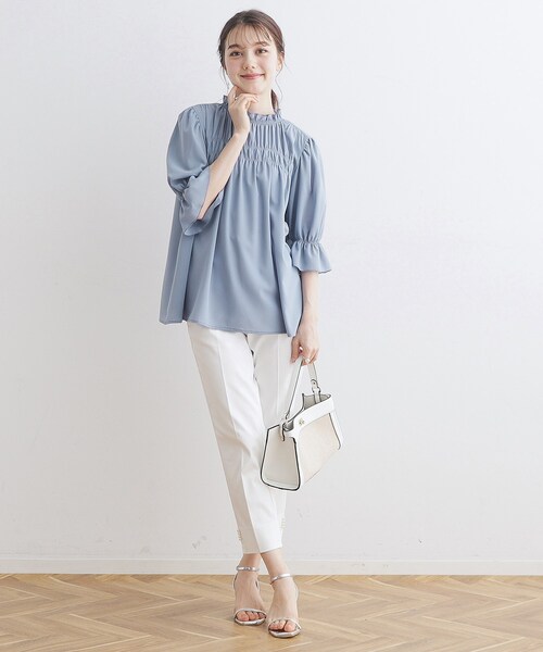 couture brooch(クチュールブローチ)の「◆【洗える】シャーリングシアーブラウス(シャツ/ブラウス・レディース・ホワイト系その他5/ライトグレー/ブラック/ブルー・40/38/42/36)」の19枚目の写真