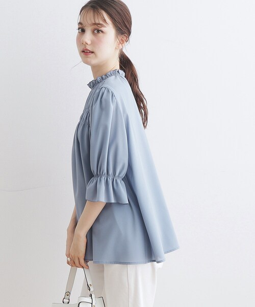 couture brooch(クチュールブローチ)の「◆【洗える】シャーリングシアーブラウス(シャツ/ブラウス・レディース・ホワイト系その他5/ライトグレー/ブラック/ブルー・40/38/42/36)」の11枚目の写真