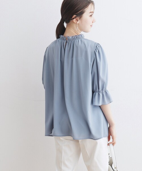 couture brooch(クチュールブローチ)の「◆【洗える】シャーリングシアーブラウス(シャツ/ブラウス・レディース・ホワイト系その他5/ライトグレー/ブラック/ブルー・40/38/42/36)」の12枚目の写真