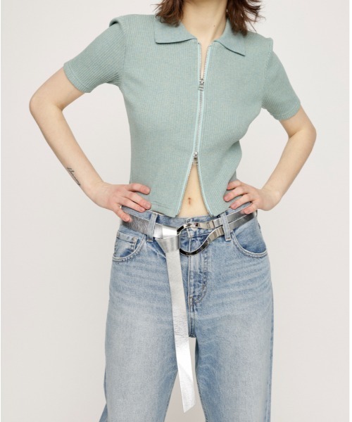 SLY（スライ）の「U BUCKLE THIN BELT ユー バックル シン ベルト（ベルト・レディース・シルバー/ブラック・FREE）」の9枚目の写真