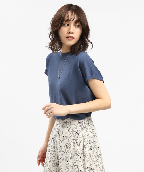 GLOBAL WORK Smile Seed Store（グローバルワーク スマイルシードストア）の「UVサマーニットTシャツフレンチスリーブ/992453（ニット/セーター・レディース・ブルー系その他6/ブラック×ホワイト/アイボリー/ブラック・X-LARGE/LARGE/MEDIUM/SMALL）」の4枚目の写真