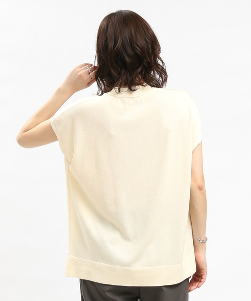 GLOBAL WORK Smile Seed Store（グローバルワーク スマイルシードストア）の「UVサマーニットTシャツフレンチスリーブ/992453（ニット/セーター・レディース・ブルー系その他6/ブラック×ホワイト/アイボリー/ブラック・X-LARGE/LARGE/MEDIUM/SMALL）」の5枚目の写真