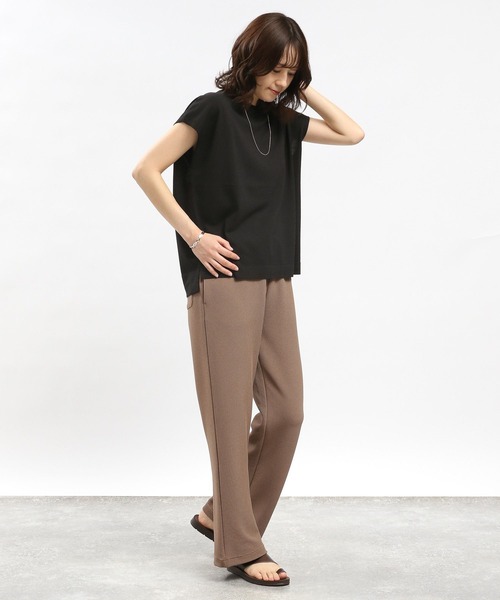 GLOBAL WORK Smile Seed Store（グローバルワーク スマイルシードストア）の「UVサマーニットTシャツフレンチスリーブ/992453（ニット/セーター・レディース・ブルー系その他6/ブラック×ホワイト/アイボリー/ブラック・X-LARGE/LARGE/MEDIUM/SMALL）」の7枚目の写真