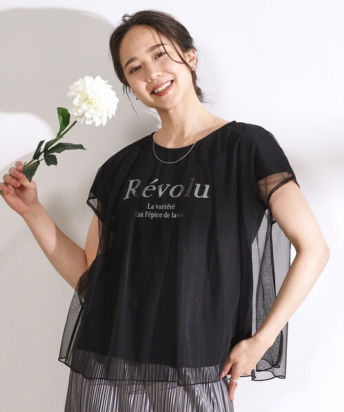 tシャツ チュールレイヤードロゴTシャツ レディース チュールレイヤード ロゴTシャツ