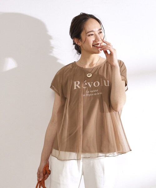 tシャツ チュールレイヤードロゴTシャツ レディース チュールレイヤード ロゴTシャツ