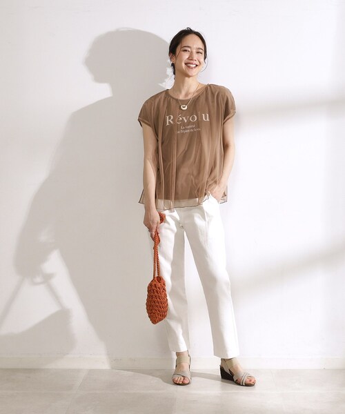 DRESKIP（ドレスキップ）の「◆チュールレイヤード ロゴプリントTシャツ（Tシャツ/カットソー・レディース・ブラック/ブラウン系/オフホワイト・04/03/02）」の21枚目の写真