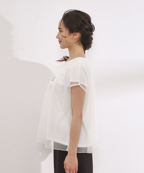 DRESKIP（ドレスキップ）の「◆チュールレイヤード ロゴプリントTシャツ（Tシャツ/カットソー・レディース・ブラック/ブラウン系/オフホワイト・04/03/02）」の10枚目の写真