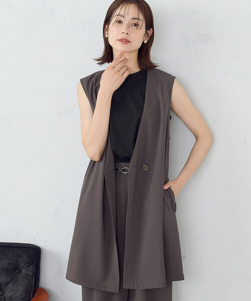 COMME CA ISM(コムサイズム)の「テレコ タンクトップ(タンクトップ・レディース・オレンジ/ブラック/ベージュ/サックスブルー・MEDIUM/LARGE)」の6枚目の写真