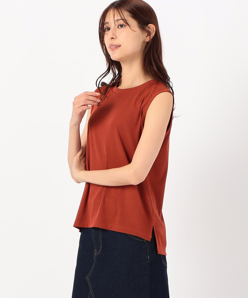 COMME CA ISM(コムサイズム)の「テレコ タンクトップ(タンクトップ・レディース・オレンジ/ブラック/ベージュ/サックスブルー・MEDIUM/LARGE)」の10枚目の写真