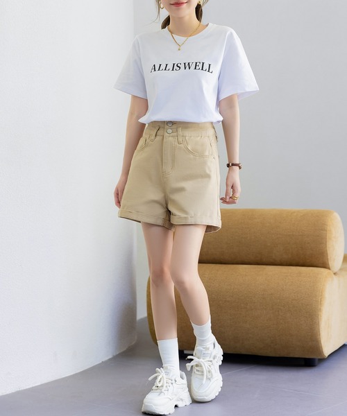 DAY CLOSET（デイ クローゼット）の「【大きいサイズ有】ハイウエストロールアップダブルボタンショートデニムパンツ レディース（デニムパンツ・レディース・ホワイト/ブラック/ブルー/グレー/ネイビー/ベージュ/カーキ・S/L/3XL/M/XL/2XL/4XL/XS）」の21枚目の写真