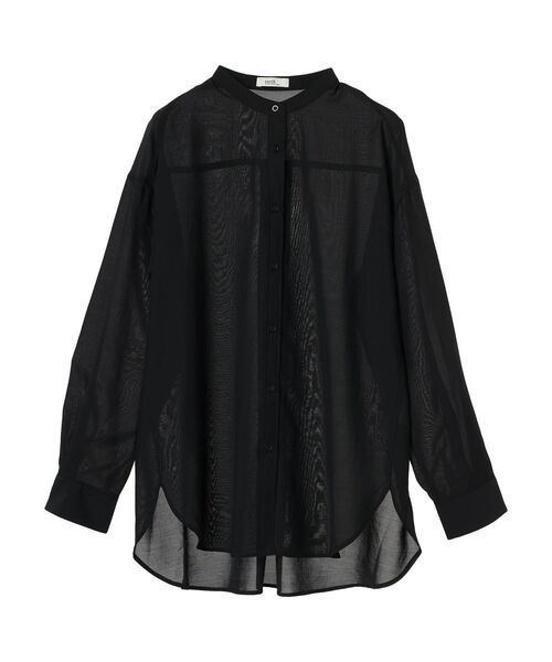 earth music&ecology(アースミュージックアンドエコロジー)の「シアーバンドカラーシャツ(シャツ/ブラウス・レディース・モカ/ブラック/ブルー/オフホワイト・FREE)」の13枚目の写真