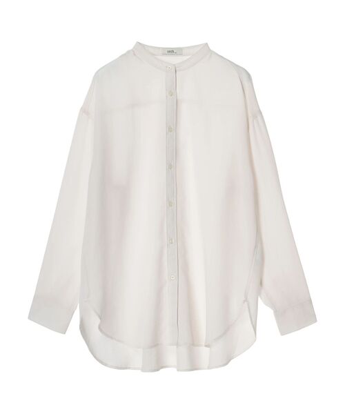 earth music&ecology(アースミュージックアンドエコロジー)の「シアーバンドカラーシャツ(シャツ/ブラウス・レディース・モカ/ブラック/ブルー/オフホワイト・FREE)」の22枚目の写真