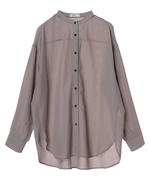 earth music&ecology(アースミュージックアンドエコロジー)の「シアーバンドカラーシャツ(シャツ/ブラウス・レディース・モカ/ブラック/ブルー/オフホワイト・FREE)」の5枚目の写真