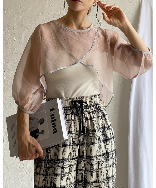 セール】前後2WAYショート丈半端袖パイピングカシュクール