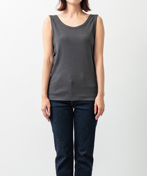 welleg(ウェレッグ)の「2way テレコタンクトップ(タンクトップ・レディース・ライトブルー/ブラック/カーキ/オフホワイト/ミント/モカ/アイボリー/チャコール・LL/3L/L/M)」の12枚目の写真