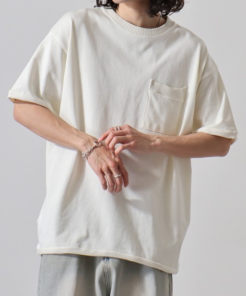 JEMORGAN(ジェーイーモーガン)の「JEMORGAN 天竺カットオフリブ半袖T(Tシャツ/カットソー・メンズ・モカ/オフホワイト/カーキ/ブラック・M/XL/L)」の1枚目の写真