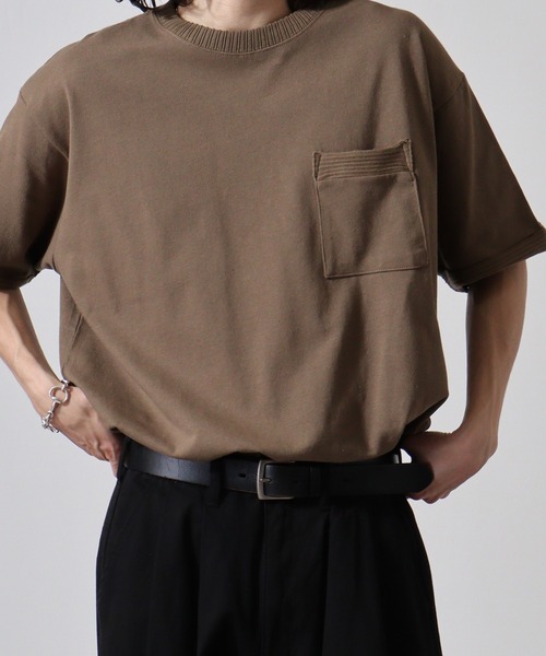 JEMORGAN(ジェーイーモーガン)の「JEMORGAN 天竺カットオフリブ半袖T(Tシャツ/カットソー・メンズ・モカ/オフホワイト/カーキ/ブラック・M/XL/L)」の3枚目の写真
