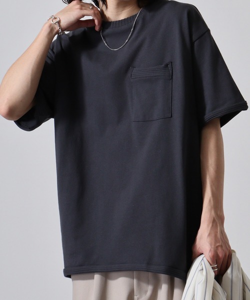 JEMORGAN(ジェーイーモーガン)の「JEMORGAN 天竺カットオフリブ半袖T(Tシャツ/カットソー・メンズ・モカ/オフホワイト/カーキ/ブラック・M/XL/L)」の5枚目の写真