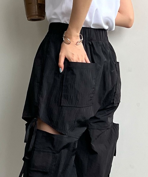 Futier land(フューティアランド)の「サイドスリットカーゴパンツ(カーゴパンツ・レディース・ブラック/ライトピンク/アイボリー/ライトブルー・FREE)」の12枚目の写真