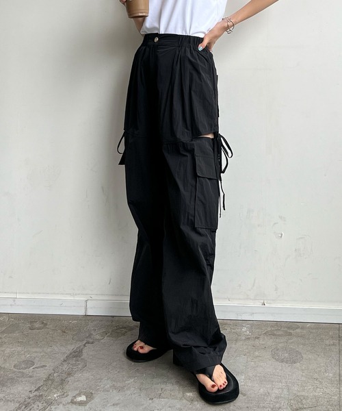 Futier land(フューティアランド)の「サイドスリットカーゴパンツ(カーゴパンツ・レディース・ブラック/ライトピンク/アイボリー/ライトブルー・FREE)」の11枚目の写真