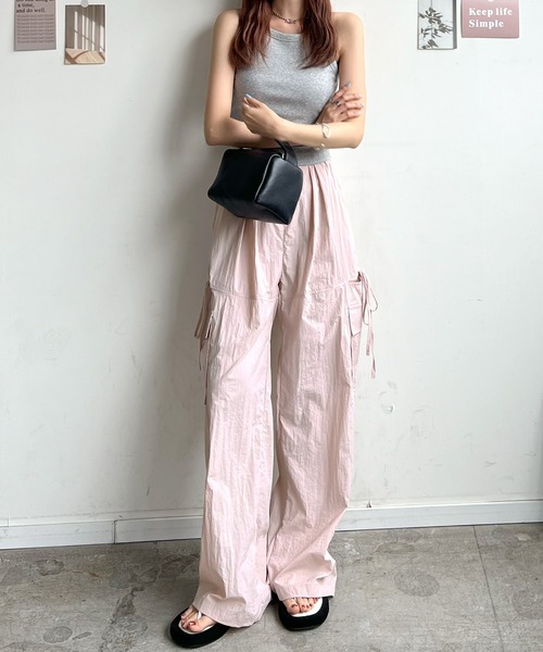 Futier land(フューティアランド)の「サイドスリットカーゴパンツ(カーゴパンツ・レディース・ブラック/ライトピンク/アイボリー/ライトブルー・FREE)」の6枚目の写真