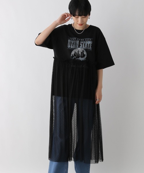 LEPSIM（レプシィム）の「ロゴチュールレイヤーワンピース　123940（ワンピース・レディース・ライトグレー/ブラック/レッド/チャコールグレー・FREE）」の3枚目の写真