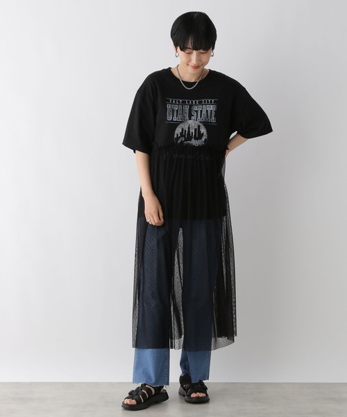 LEPSIM（レプシィム）の「ロゴチュールレイヤーワンピース　123940（ワンピース・レディース・ライトグレー/ブラック/レッド/チャコールグレー・FREE）」の7枚目の写真
