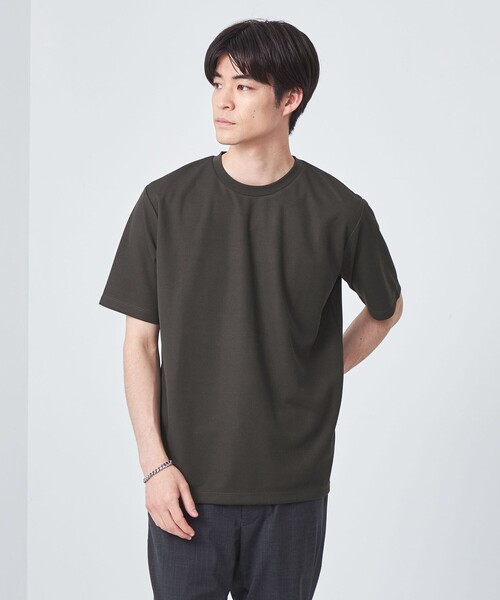 green label relaxing（グリーンレーベルリラクシング）の「JUSTFIT ハニカム ショートスリーブ Tシャツ（Tシャツ/カットソー・メンズ・グレー/モカ/オフホワイト/ブラック・S/L/XL/M）」の3枚目の写真