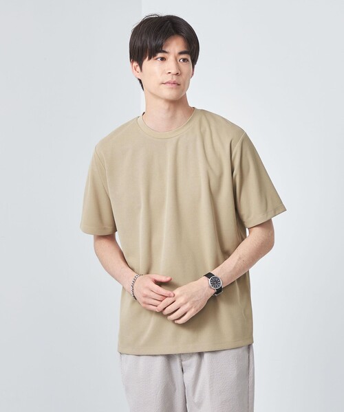 green label relaxing（グリーンレーベルリラクシング）の「JUSTFIT ハニカム ショートスリーブ Tシャツ（Tシャツ/カットソー・メンズ・グレー/モカ/オフホワイト/ブラック・S/L/XL/M）」の4枚目の写真
