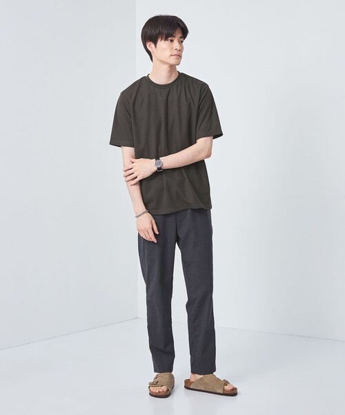 green label relaxing（グリーンレーベルリラクシング）の「JUSTFIT ハニカム ショートスリーブ Tシャツ（Tシャツ/カットソー・メンズ・グレー/モカ/オフホワイト/ブラック・S/L/XL/M）」の5枚目の写真