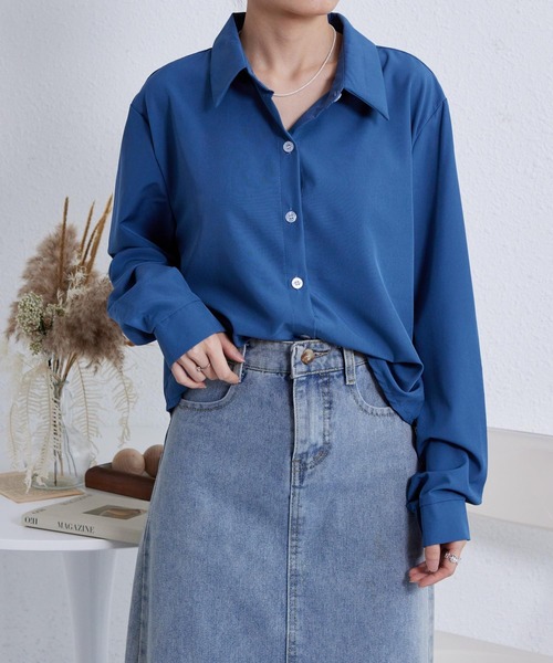 MAISON DE THERESE(メゾン ド テレーズ)の「無地シャツ ブラウス(シャツ/ブラウス・レディース・サックスブルー/ブラック/ミント/ネイビー/イエロー/レッド/Mustard/ホワイト/ブルー・M/S/L)」の6枚目の写真