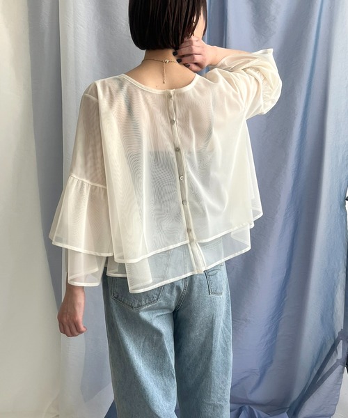 新品未使用】Eimee Law エイミーロウ チュール 七分袖カーディガン M
