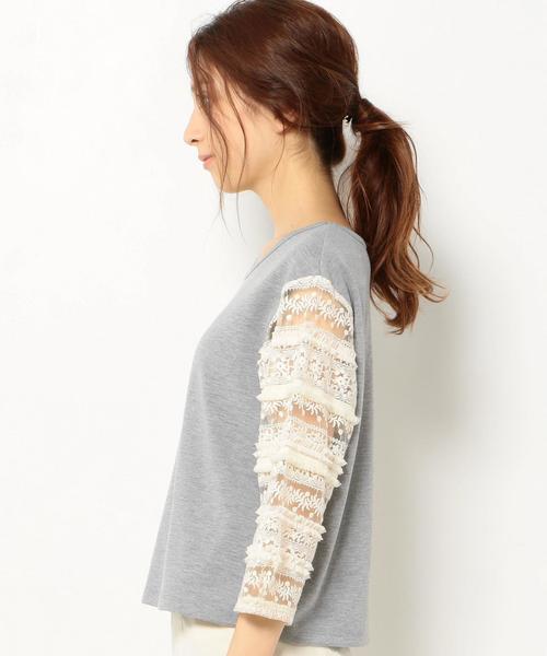 Another Edition(アナザーエディション)の「レーススリーブトップス/AEFC LACE SL T◆(Tシャツ/カットソー・レディース・ブラック/グレー・フリー)」の5枚目の写真
