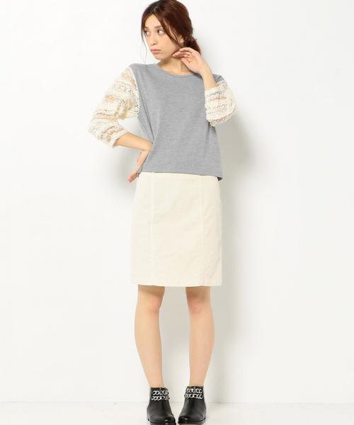 Another Edition(アナザーエディション)の「レーススリーブトップス/AEFC LACE SL T◆(Tシャツ/カットソー・レディース・ブラック/グレー・フリー)」の6枚目の写真