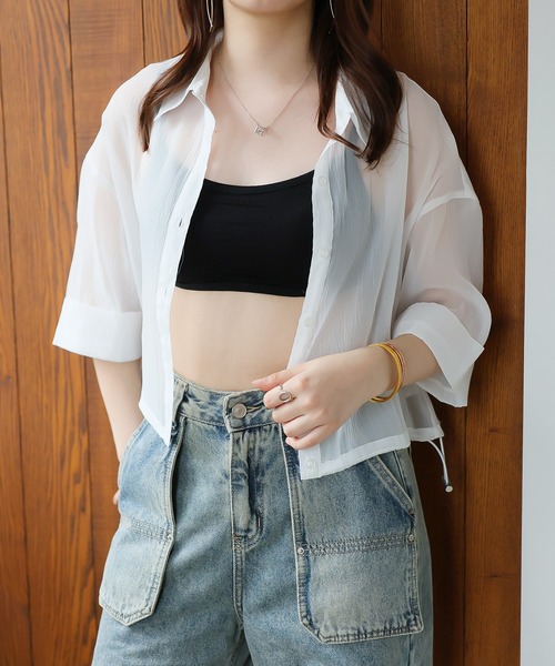 Girly Doll(ガーリードール)の「ドロストワイドスリーブシャツ(シャツ/ブラウス・レディース・グレー/ブラック/オフホワイト/ブルー・F)」の6枚目の写真