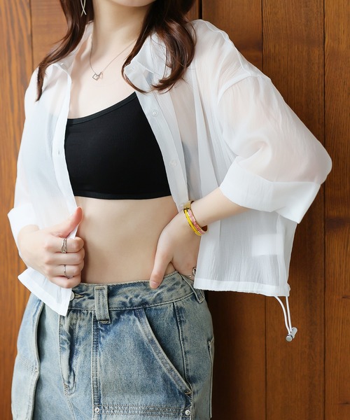 Girly Doll(ガーリードール)の「ドロストワイドスリーブシャツ(シャツ/ブラウス・レディース・グレー/ブラック/オフホワイト/ブルー・F)」の8枚目の写真