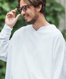 mlt4779-Span Fraise Key Neck Long Sleeve Pullover カットソー