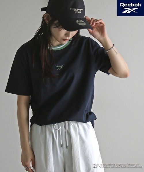 COURO(コウロ)の「【Reebok/リーボック】 ラインリブワンポイント刺繍Tシャツ(Tシャツ/カットソー・レディース・ブラック/グレー/ホワイト/ネイビー・M/L/XL)」の4枚目の写真