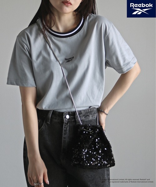 COURO(コウロ)の「【Reebok/リーボック】 ラインリブワンポイント刺繍Tシャツ(Tシャツ/カットソー・レディース・ブラック/グレー/ホワイト/ネイビー・M/L/XL)」の3枚目の写真
