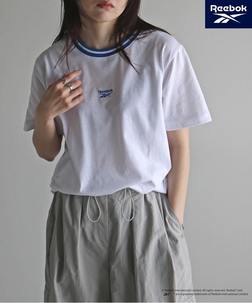 tシャツ back line rib t-shirt / バックラインリブTシャツ レディース セール】【Reebok/リーボック】 ラインリブワンポイント刺繍T