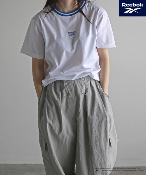 COURO(コウロ)の「【Reebok/リーボック】 ラインリブワンポイント刺繍Tシャツ(Tシャツ/カットソー・レディース・ブラック/グレー/ホワイト/ネイビー・M/L/XL)」の11枚目の写真