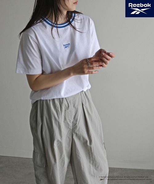 COURO(コウロ)の「【Reebok/リーボック】 ラインリブワンポイント刺繍Tシャツ(Tシャツ/カットソー・レディース・ブラック/グレー/ホワイト/ネイビー・M/L/XL)」の10枚目の写真