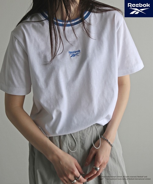 COURO(コウロ)の「【Reebok/リーボック】 ラインリブワンポイント刺繍Tシャツ(Tシャツ/カットソー・レディース・ブラック/グレー/ホワイト/ネイビー・M/L/XL)」の9枚目の写真