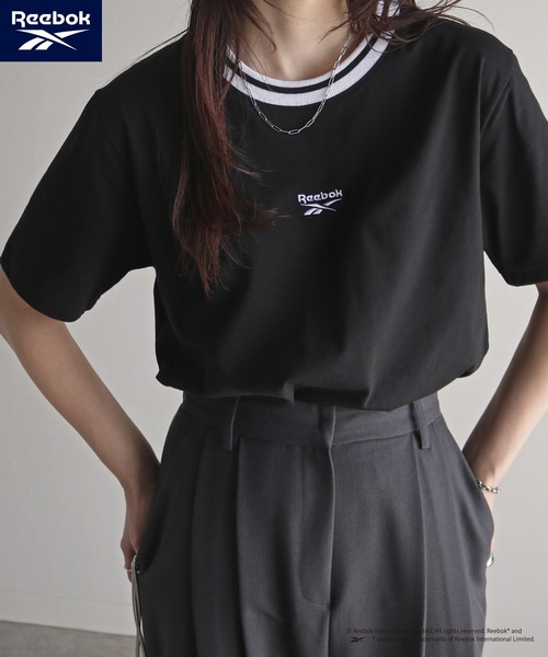 COURO(コウロ)の「【Reebok/リーボック】 ラインリブワンポイント刺繍Tシャツ(Tシャツ/カットソー・レディース・ブラック/グレー/ホワイト/ネイビー・M/L/XL)」の6枚目の写真