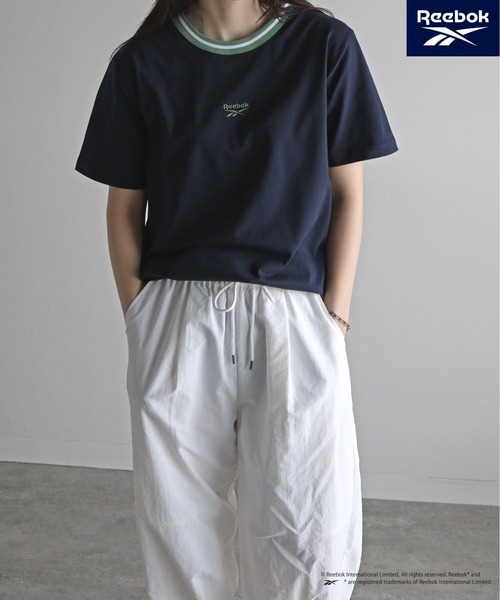 tシャツ back line rib t-shirt / バックラインリブTシャツ レディース セール】【Reebok/リーボック】 ラインリブワンポイント刺繍T