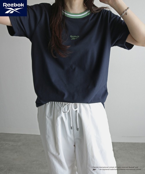 COURO(コウロ)の「【Reebok/リーボック】 ラインリブワンポイント刺繍Tシャツ(Tシャツ/カットソー・レディース・ブラック/グレー/ホワイト/ネイビー・M/L/XL)」の13枚目の写真