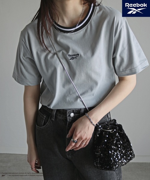 COURO(コウロ)の「【Reebok/リーボック】 ラインリブワンポイント刺繍Tシャツ(Tシャツ/カットソー・レディース・ブラック/グレー/ホワイト/ネイビー・M/L/XL)」の16枚目の写真